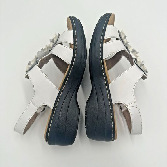 CLARKS Merliah Sheryl Leather White Flower Womens 6 Slingback Sandals Shoes - Picture 10 of 15